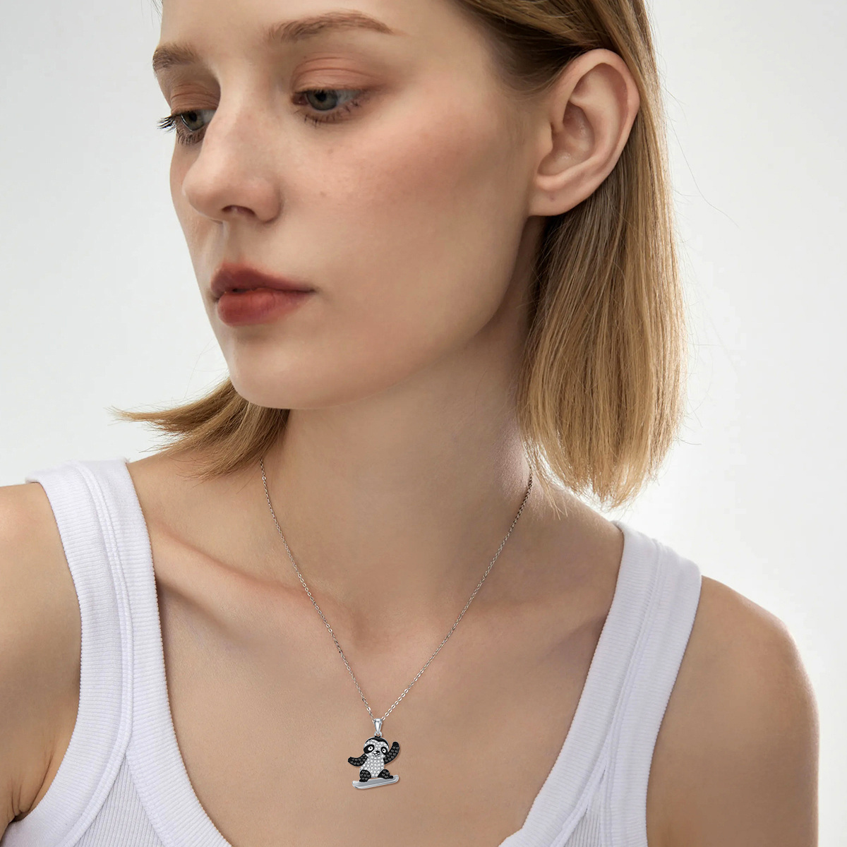 Sterling Silver Sloth Necklace, Unique Design